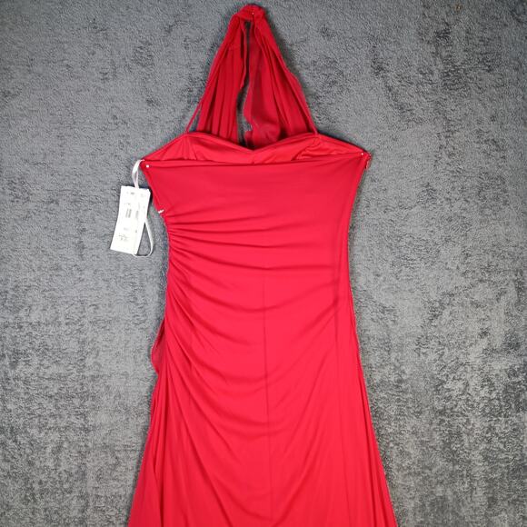Red Halter Formal Gown Blondie Nites by Linda Bernell Size 13 Prom HOCO - Picture 8 of 16